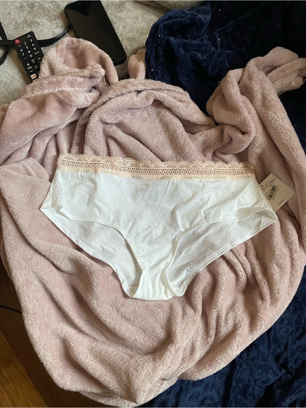 NWT Calvin Klein White Cotton-Lace Hipster Panty